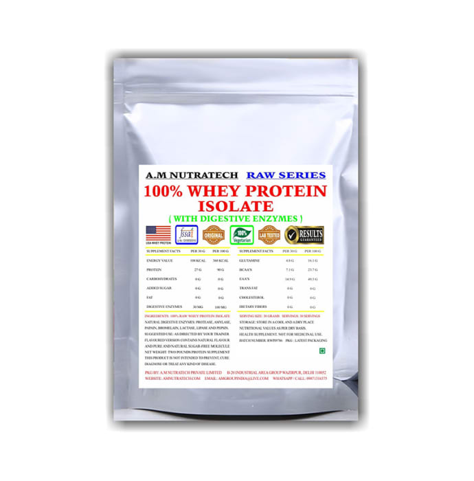 A.M Nutratech 100% Whey Protein Isolate Digestive Enzymes (2lb)