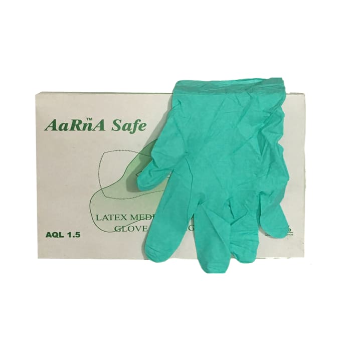 Aarna Safe Latex Medical Examination Glove Medium Blue