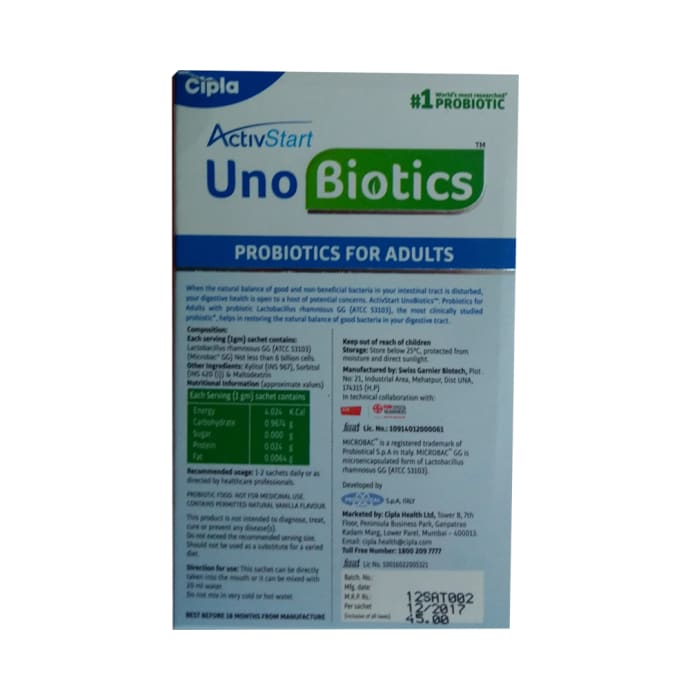 ActivStart UnoBiotics Probiotic Sachet (1gm Each) Sugar Free