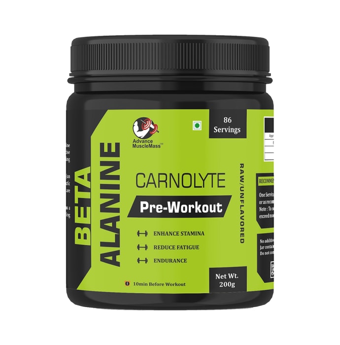 Advance MuscleMass Beta Alanine Carnolyte Pre-Workout Unflavoured Raw (200gm)