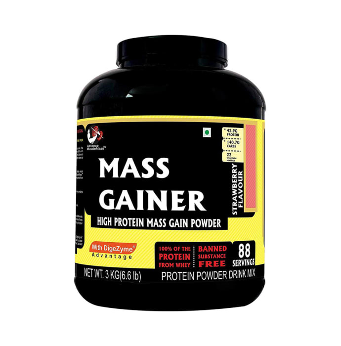 Advance MuscleMass High Protein Mass Gainer Powder Strawberry (6.6lb)