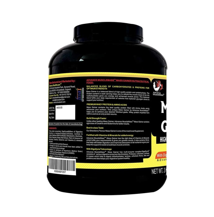 Advance MuscleMass High Protein Mass Gainer Powder Strawberry (6.6lb)