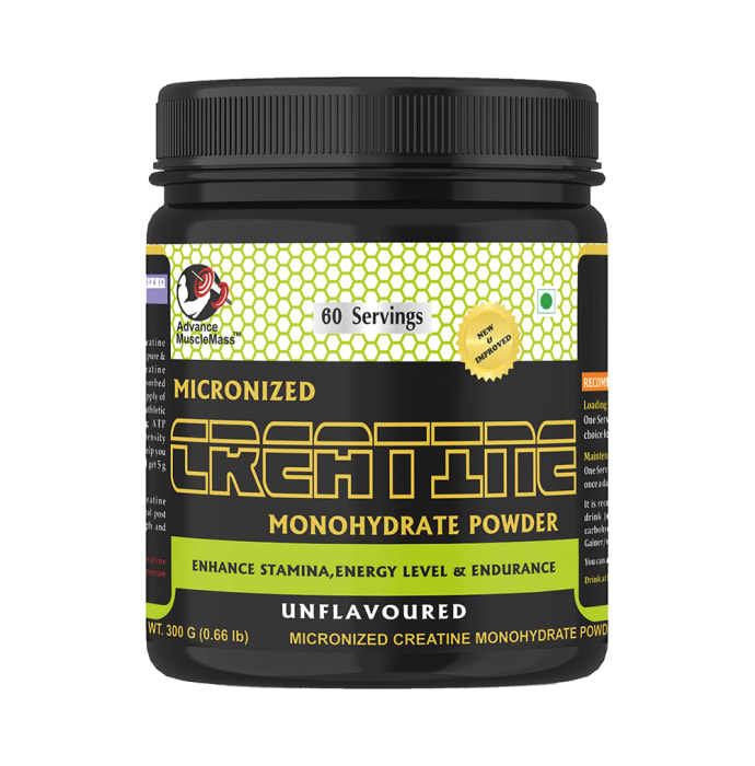 Advance MuscleMass Micronized Creatine Monohydrate Powder Unflavoured (300gm)