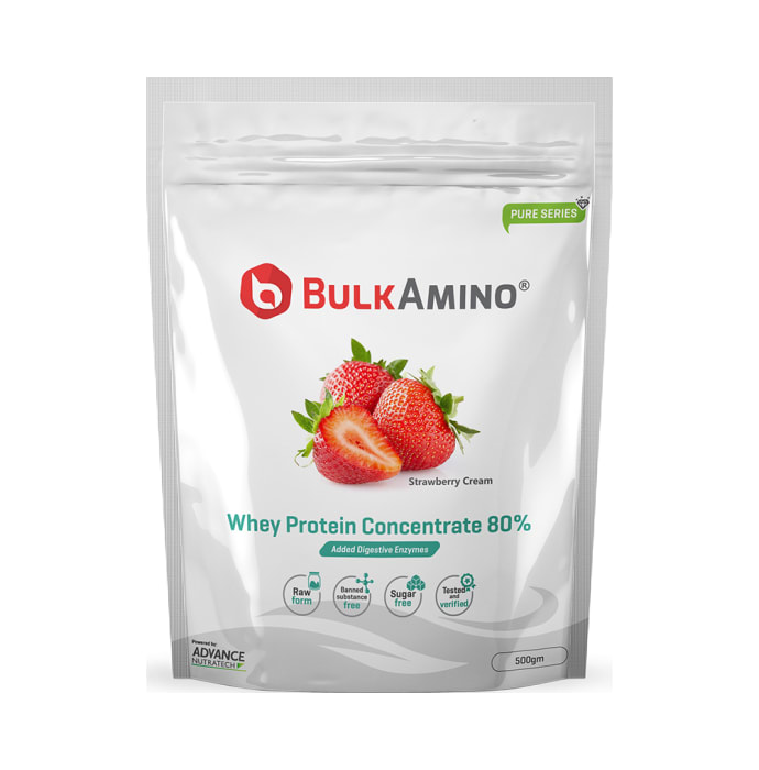 Advance nutratech bulkamino whey concentrate 80% powder strawberry cream