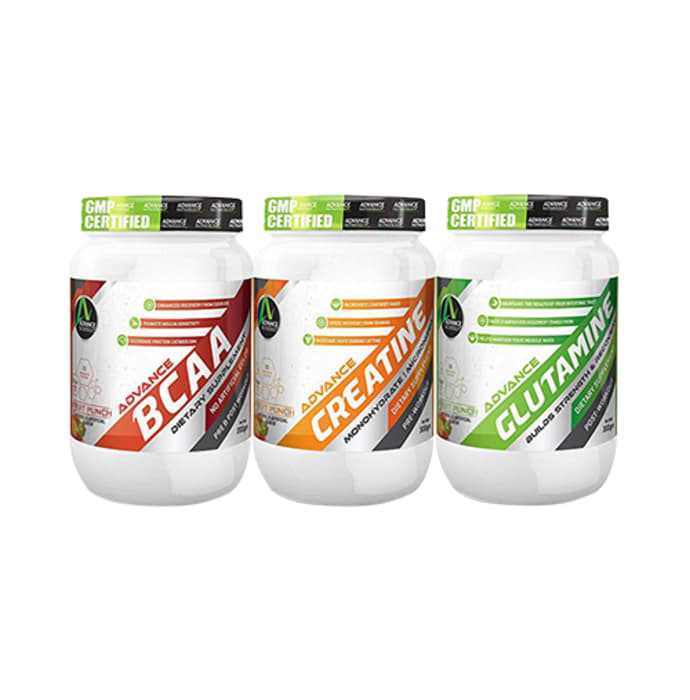 Advance nutratech combo of bcaa 200gm flavoured,creatine 300gm flavoured and glutamine 300gm flavoured