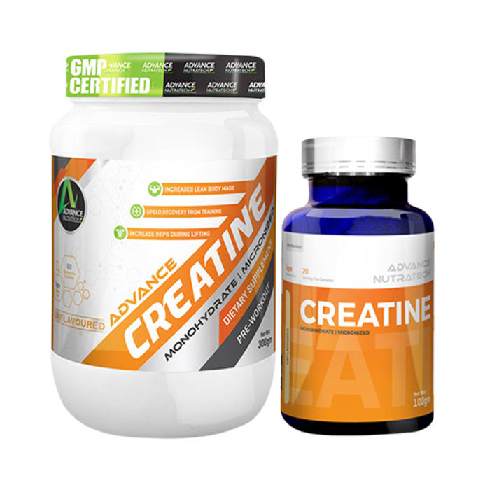 Advance nutratech combo of creatine monohydrate unflavored 300gm and creatine monohydrate unflavored 100gm