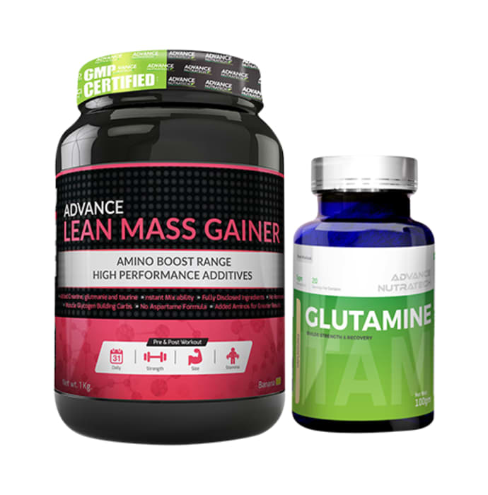 Advance nutratech combo of lean mass gainer banana and glutamine supplement powder unflavored 100gm