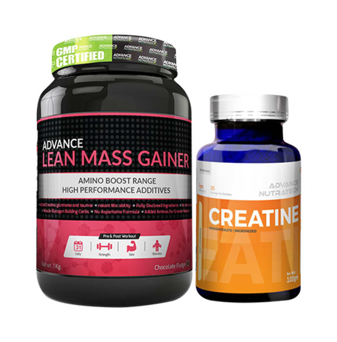 Advance nutratech combo of lean mass gainer chocolate 1kg and creatine monohydrate unflavored 100gm