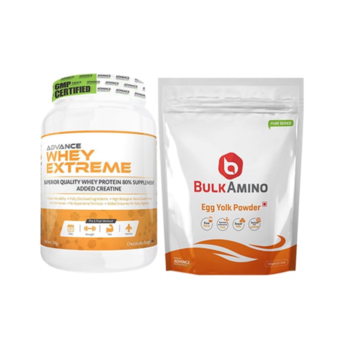 Advance nutratech combo of whey extreme protein chocolate 1kg and bulkamino egg yolk powder 500gm