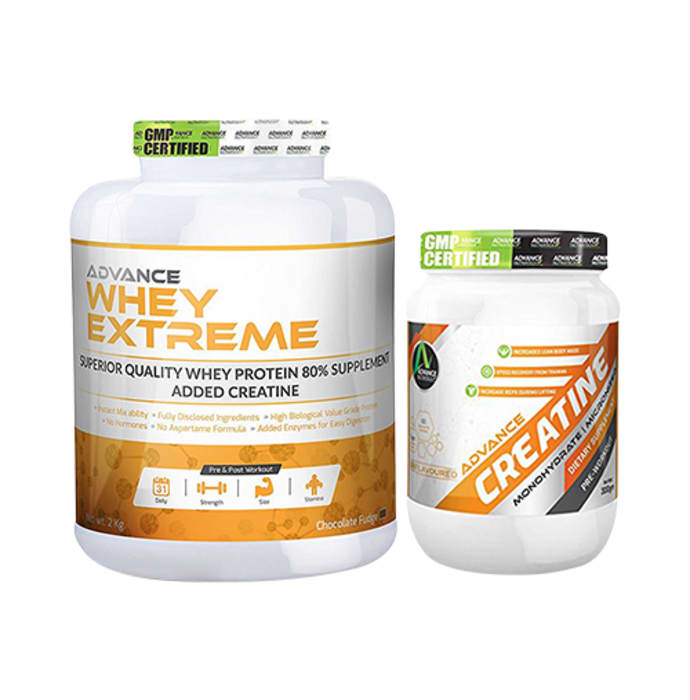 Advance nutratech combo of whey extreme protein chocolate 2kg and creatine unflavored 300gm