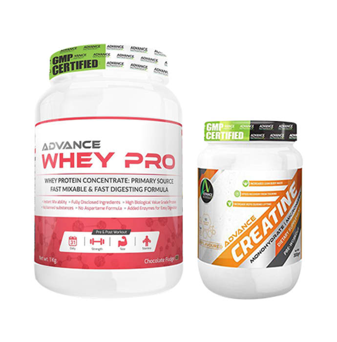 Advance nutratech combo of whey pro chocolate fudge 1kg and creatine unflavored 300gm