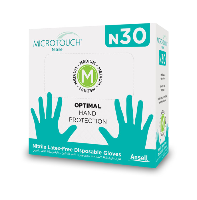 Ansell Micro-Touch N30 Nitrile Latex-Free Disposable Gloves Medium