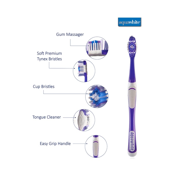 Aquawhite Advanced Stain Removing Cup Bristles Starcop Toothbrush Blue