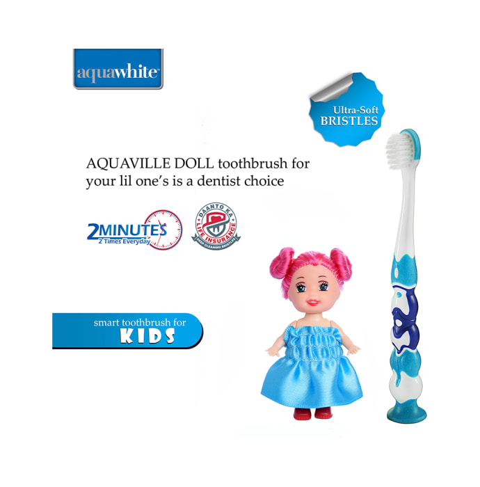 Aquawhite Aqua Ville Toothbrush Blue with Doll Toy