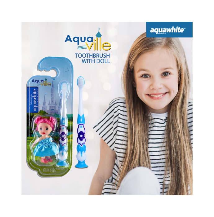 Aquawhite Aqua Ville Toothbrush Blue with Doll Toy