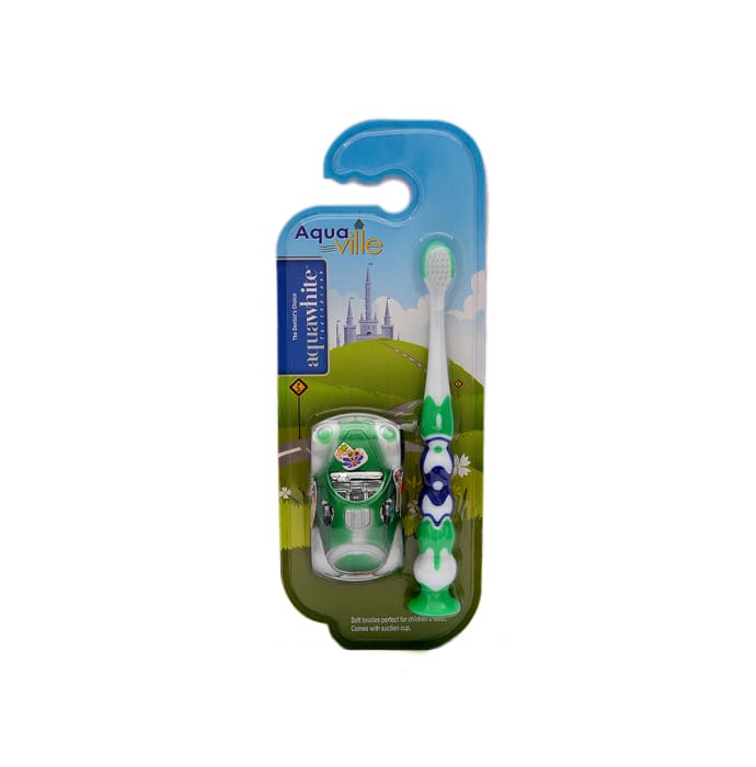 Aquawhite Aqua Ville Toothbrush Green with Car Toy