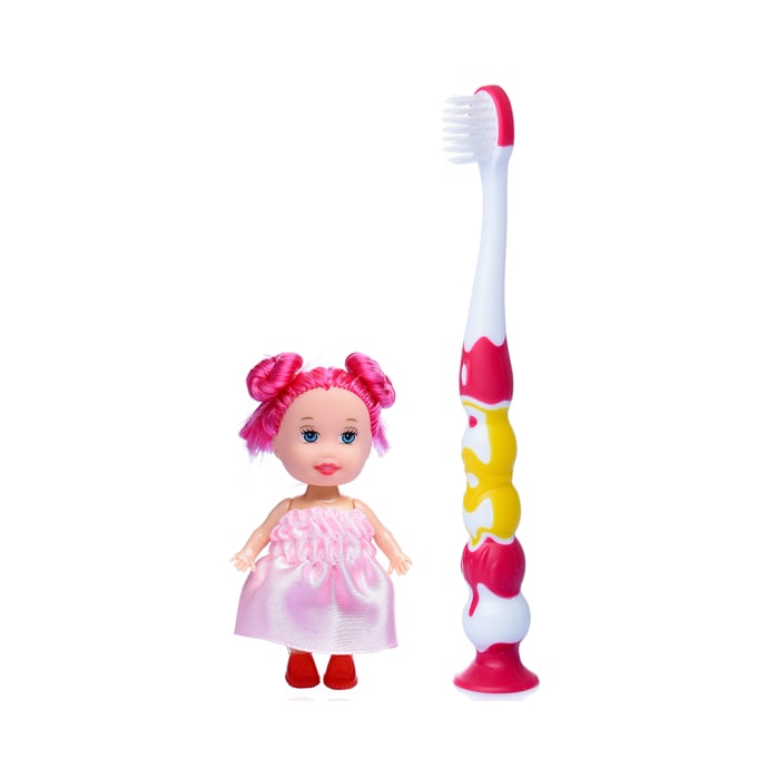 Aquawhite Aqua Ville Toothbrush Pink with Doll Toy