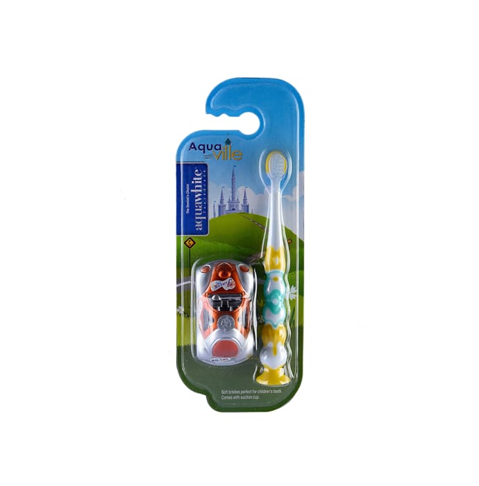 Aquawhite Aqua Ville Toothbrush Yellow with Car Toy