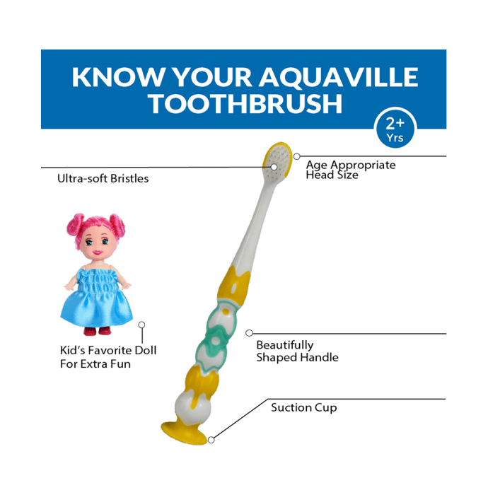 Aquawhite Aqua Ville Toothbrush Yellow with Doll Toy