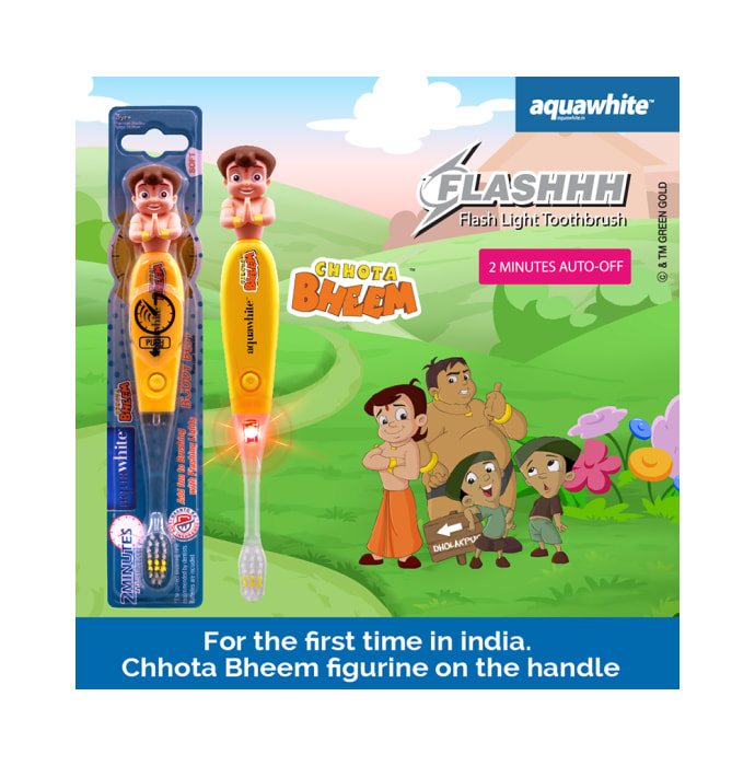 Aquawhite Buddy Best Flash Light Toothbrush Yellow Chhota Bheem