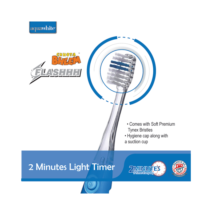 Aquawhite Kids Timer Flashhh Light Toothbrush with Hygiene Cap Blue