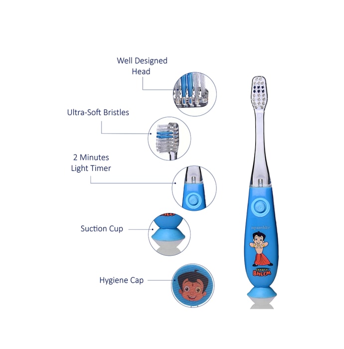 Aquawhite Kids Timer Flashhh Light Toothbrush with Hygiene Cap Blue