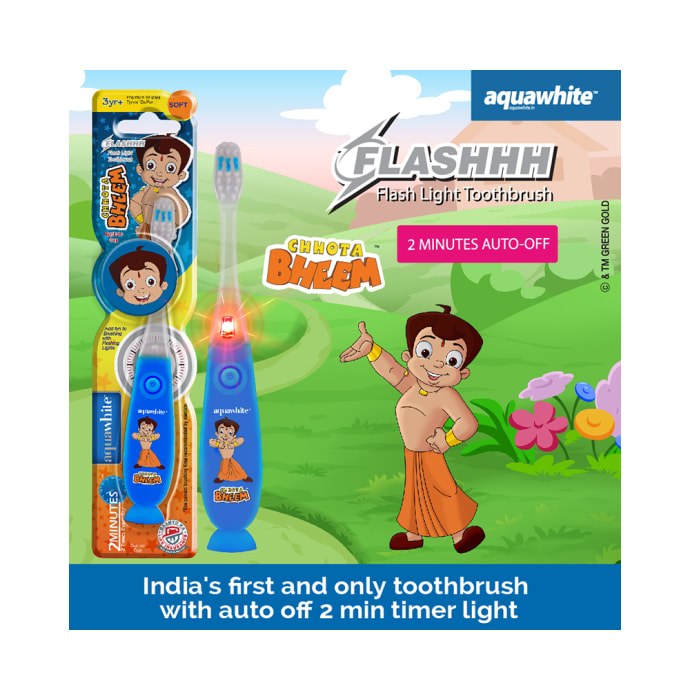 Aquawhite Kids Timer Flashhh Light Toothbrush with Hygiene Cap Blue