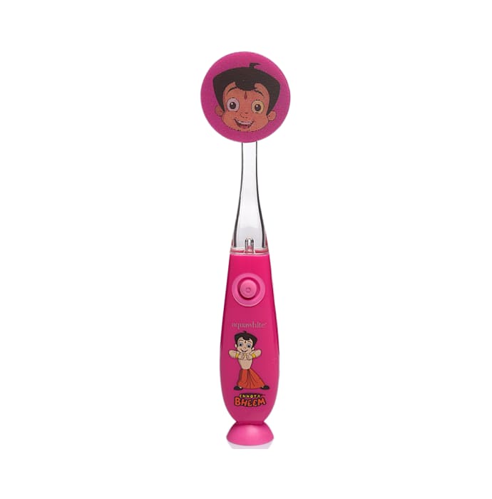 Aquawhite Kids Timer Flashhh Light Toothbrush with Hygiene Cap Pink Chhota Bheem