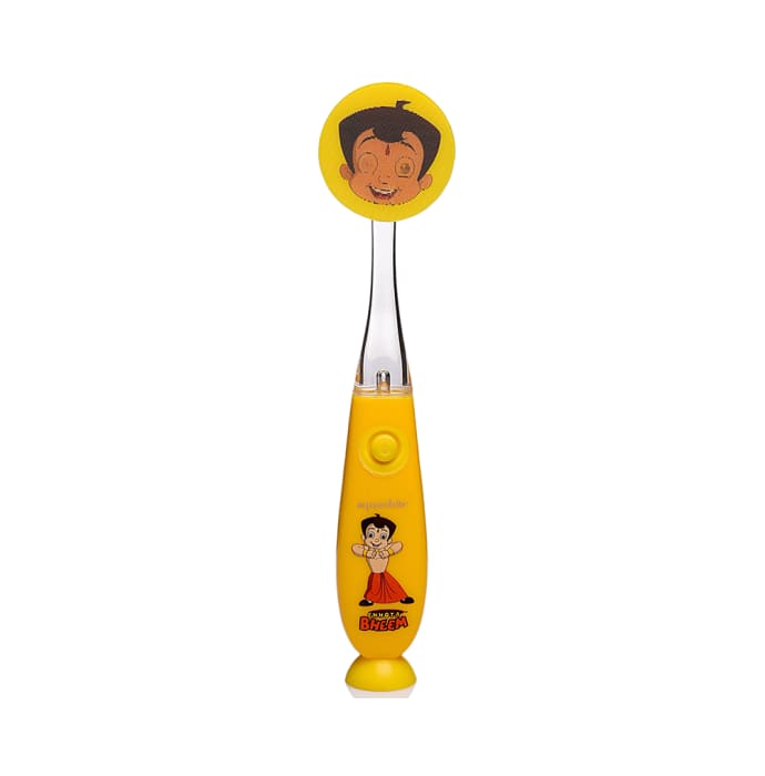 Aquawhite Kids Timer Flashhh Light Toothbrush with Hygiene Cap Yellow Chhota Bheem