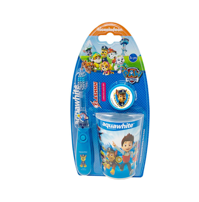 Aquawhite Paw Patrol Flashhh Toothbrush with Hygiene Cup Blue