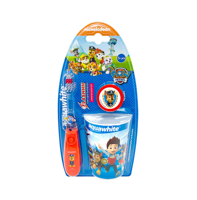 Aquawhite Paw Patrol Flashhh Toothbrush with Hygiene Cup Red