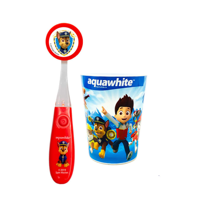 Aquawhite Paw Patrol Flashhh Toothbrush with Hygiene Cup Red