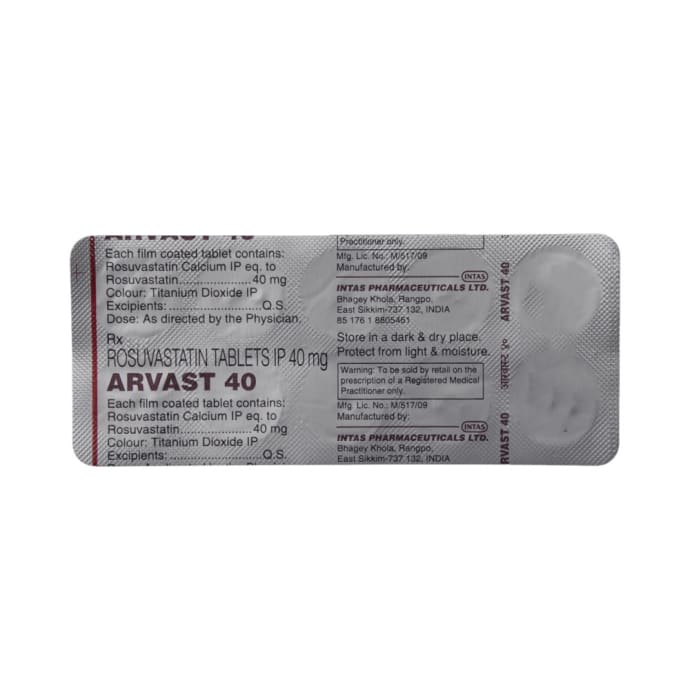 Arvast 40mg Tablet (10'S)