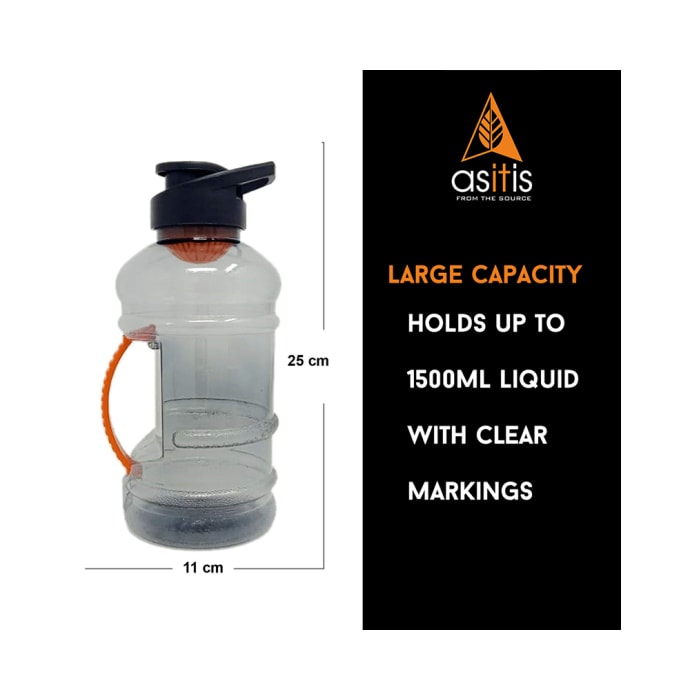 AS-IT-IS Shaker Bottle / Water Bottle 1.5 Litre with Mixer Ball and Scoop BPA Free