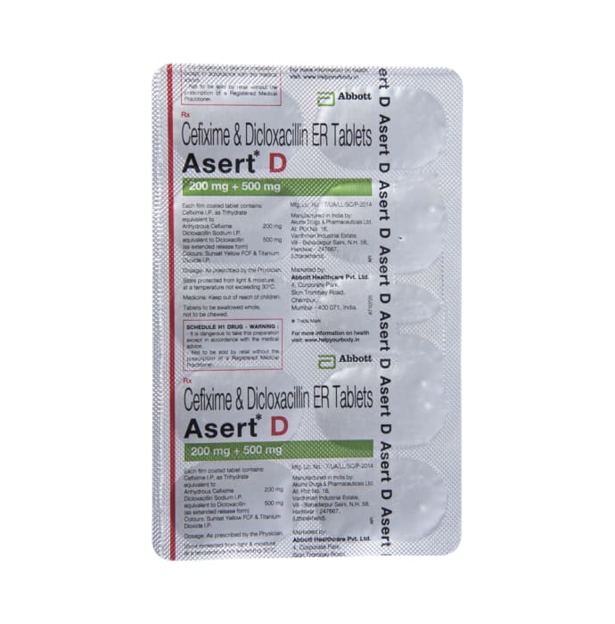 Asert D 200 mg / 500 mg Tablet (10'S)