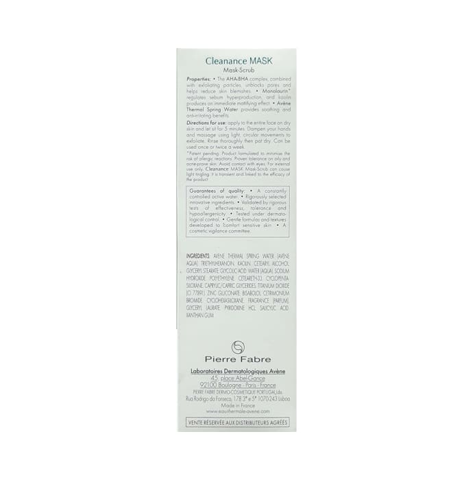 Avene cleanance mask scrub