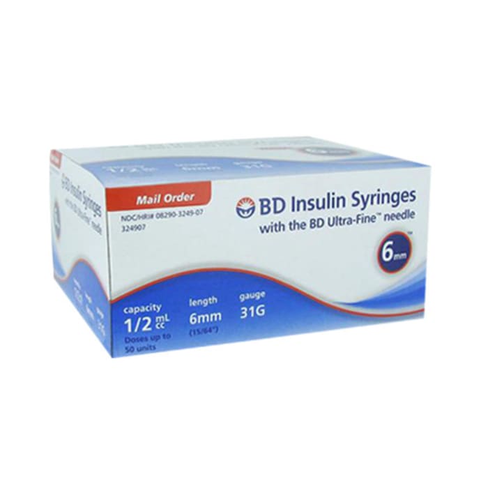 Bd insulin syringes with bd ultra-fine needle 40u 31g 6mm (pack of 2)