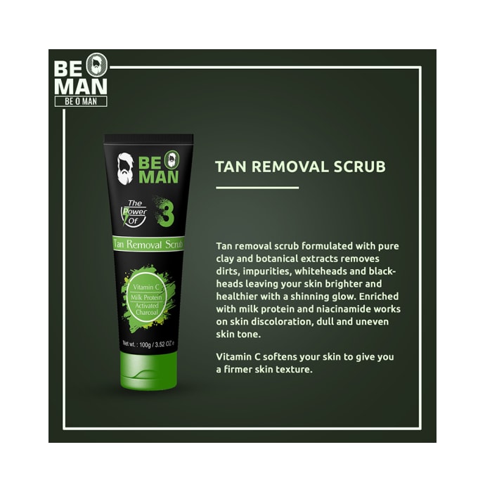 Be O Man Activated Charcoal and Milk Protein Tan Removal Scrub (100gm)