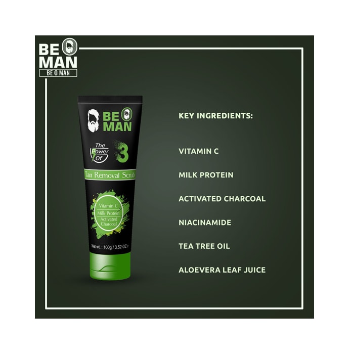 Be O Man Activated Charcoal and Milk Protein Tan Removal Scrub (100gm)