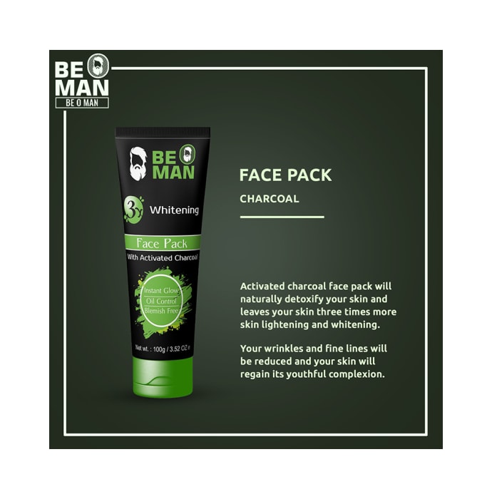 Be O Man Activated Charcoal and Skin Lightening Face Pack (100gm)