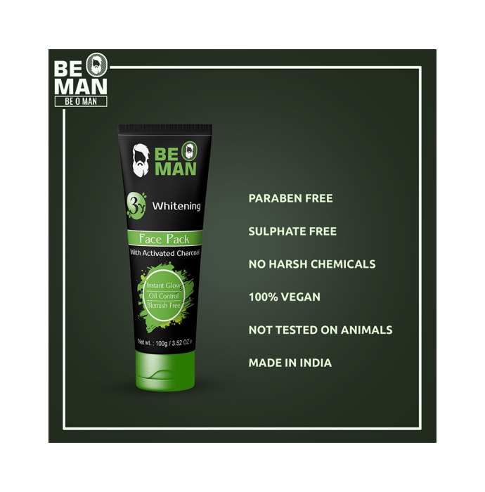 Be O Man Activated Charcoal and Skin Lightening Face Pack (100gm)