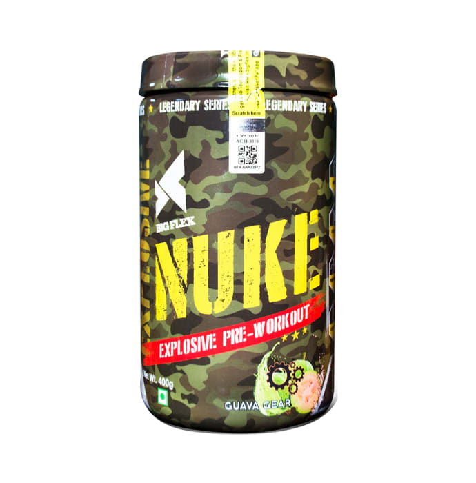 Big Flex Nuke Explosive Pre-Workout with 700ml Shaker Free Guavava Gear (400gm)