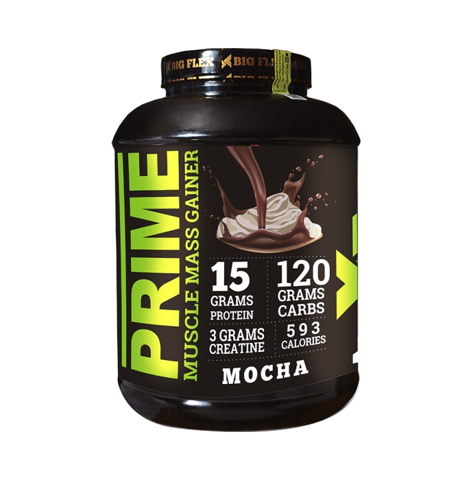 Big Flex Prime Muscle Mass Gainer with 700ml Shaker Free Mocha (1kg)