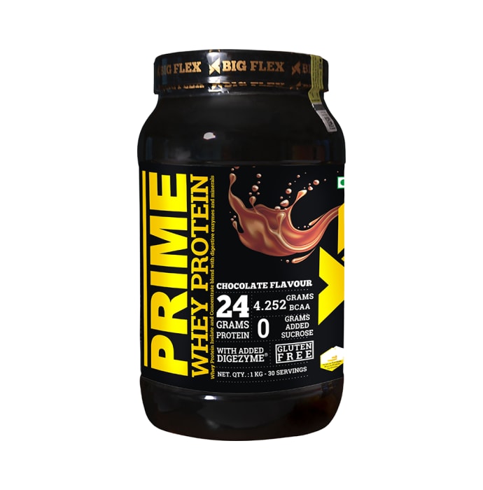 Big Flex Prime Whey Protein with 700ml Shaker Free Chocolate (1kg)