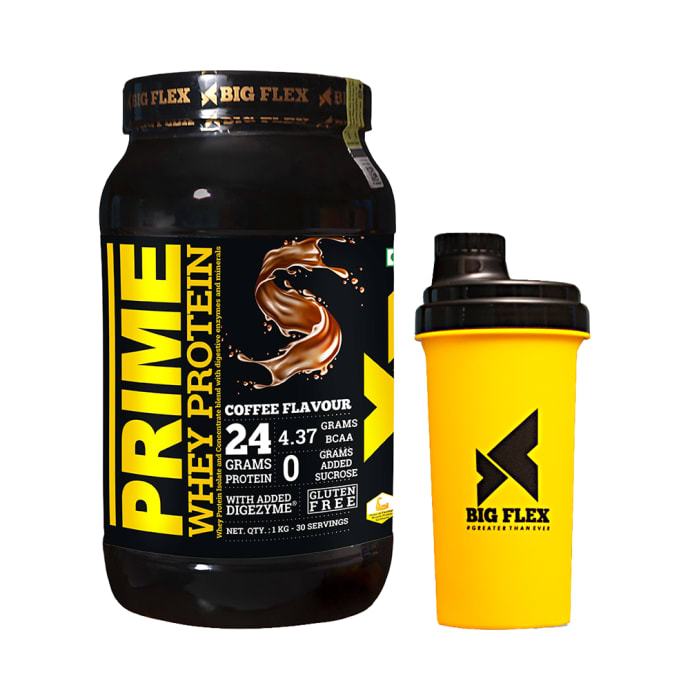 Big Flex Prime Whey Protein with 700ml Shaker Free Coffee (1kg)