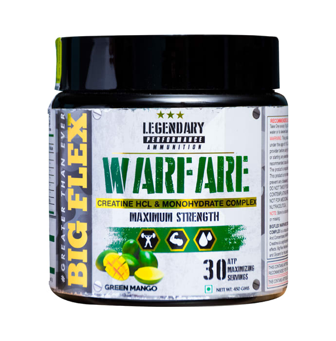 Big Flex Warfare Creatine HCL and Monohydrate Complex with 700ml Shaker Free Green Mango (450gm)