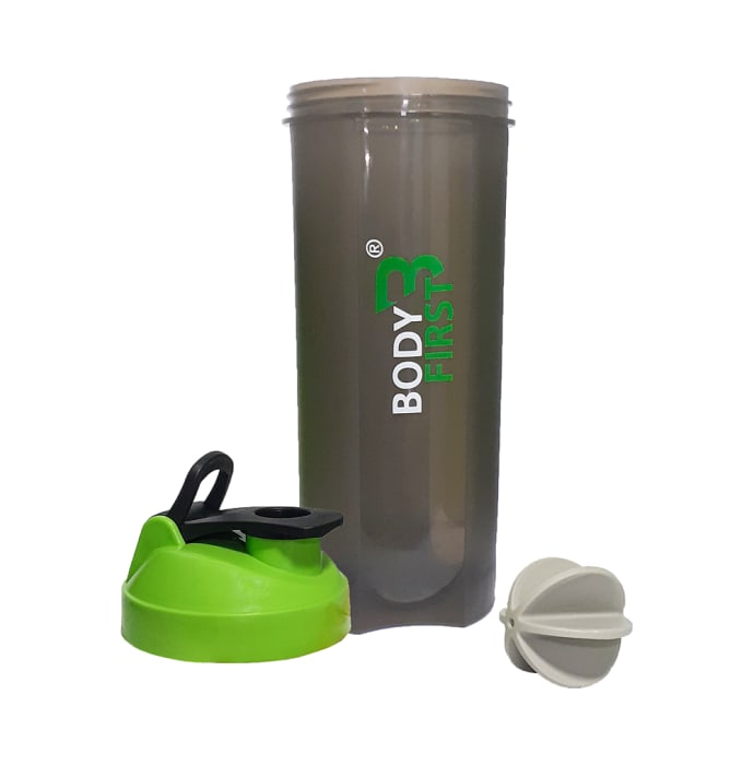 Body First Protein Shaker Bottle with Blending Ball (700ml) Black and Green