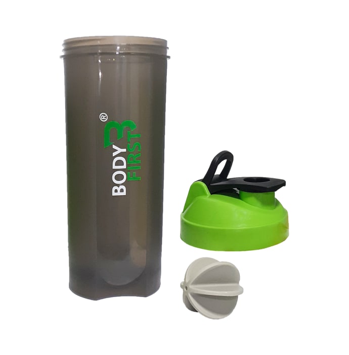 Body First Protein Shaker Bottle with Blending Ball (700ml) Black and Green