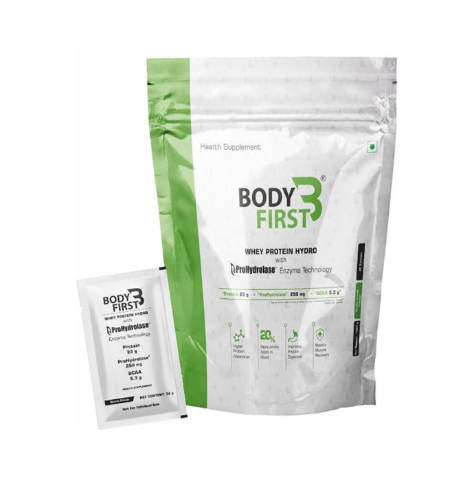 Body First Whey Protein Hydro with Prohydrolase Enzyme Technology Sachet (32gm Each) Vanilla Cream