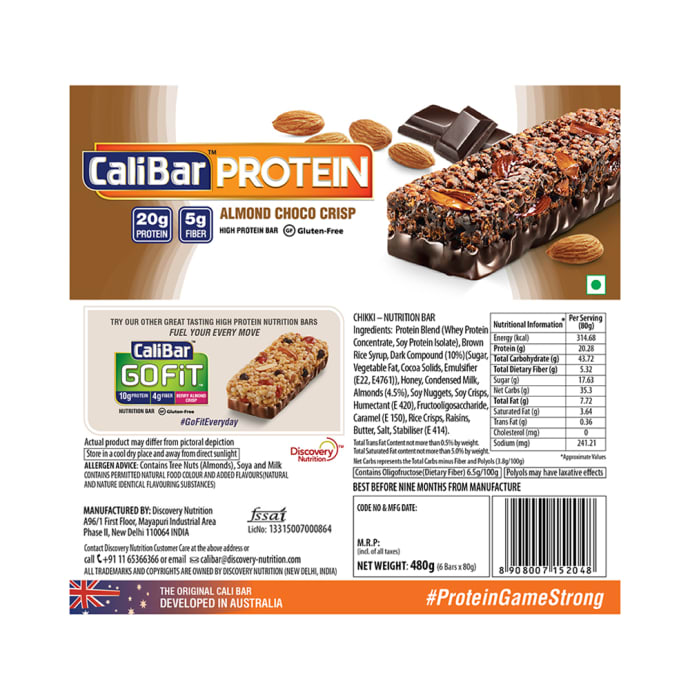 Calibar protein bar almond choco crisp